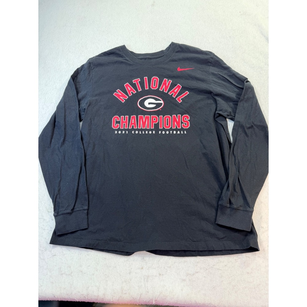 Nike Georgia Bulldogs 2021 National Champions Black Long Sleeve Shirt Mens XL